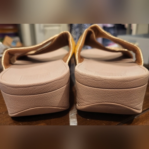 FitFlop Lulu Cross Slide Sandals Rose Gold Size 10 - Picture 7 of 9